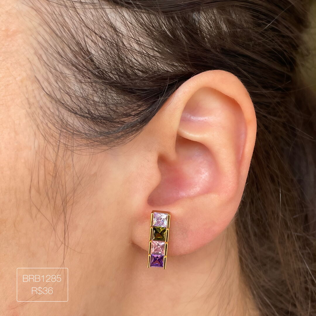 Brinco Palito 4 Carrés Rainbow